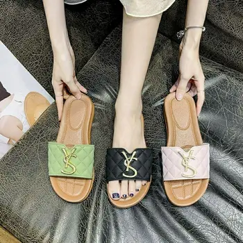 Novo pismo tiskanja ženske sandale, ki modne nositi ravno čevlji non-slip ravno dno flip flops čevlji priložnostne čevlji, sandali leni čevlji