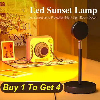4 v 1 Mavrični sončni Zahod Projektor LED Noč Svetlobe Sonca Projekcija USB namizne Svetilke za Spalnico Bar, kavarna Dekoracijo Sten Svetlobe