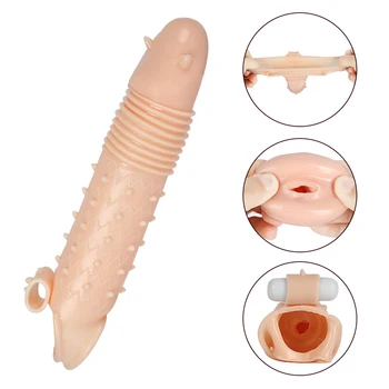 Dick Rokav Penis Širitve Rokav Kondomi Spolnih Igrač Za Moške Extender Z Vibriranjem Zapozneli Izliv Večkratno Uporabo Odraslih Izdelki