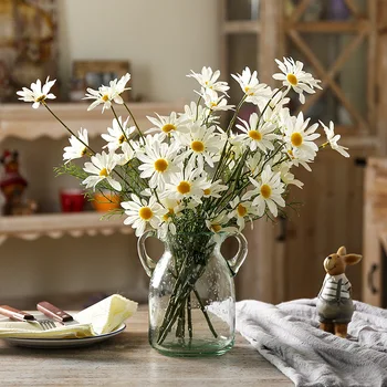 Umetne rože Daisy Veje Šopek za Dom Poročni Vrt Dekoracijo DIY Poročne Svile Ponaredek Cvet Pribor Krizanteme