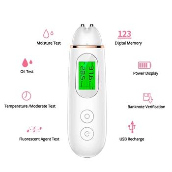 Električni Digitalni Nego Kože Tester Natančnost Olje za Kožo Vsebine Analyzer LCD Kožo Obraza Merilnik Vlage za Nego Kože Zaslonu Detektorja