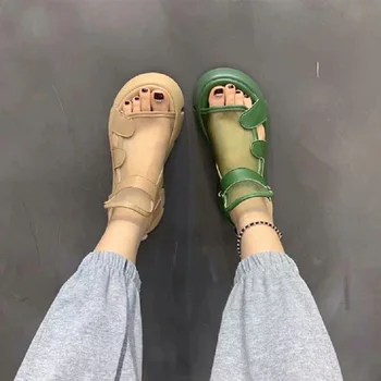 Evropski postaja debele platforme dihanje torto sandali ženske poletje nov modni organza Velcro Roman sandali