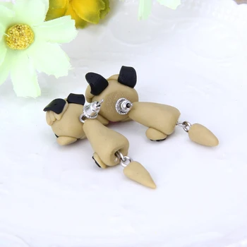 3D Sharpei Pug Dog Uhani Za Ženske Polimerne Gline Cartoon Živali Stud Uhan