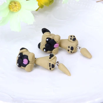 3D Sharpei Pug Dog Uhani Za Ženske Polimerne Gline Cartoon Živali Stud Uhan