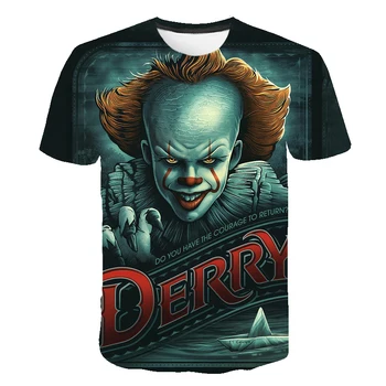 Triler Horror Film Je Klovn Joker 3d Tiskanja Otroci majice Fantje Poletje Osebnost T Shirt Ulične Športna T Majica Tee