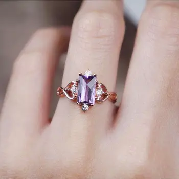 Oblikovalec prvotni naravni diamant-okovan klincima ametist odpiranje nastavljiv prstan elegantno čar ustvarjalne retro žensko srebrni nakit