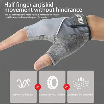 Kolesarske Rokavice Silikonske Ice Svile, Anti-slip Anti-znoj Unisex Pol Prst Rokavice Dihanje Anti-shock Športno Kolo, Kolesarske Rokavice
