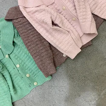 Nova jesensko pletene cardigan barva river pulover pleten pulover otroci baby girl obleke