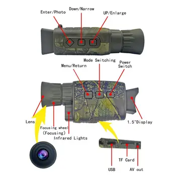 1.5 Palčni Zaslon ločljivosti 1080P Oko Področje IR Senzor Night Vision Naprave 12MP Zanke Snemanje Ir Night Vision Camera