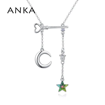 ANKA moda dvojno ogrlico, obesek, zvezda, luna tipko ogrlica nakit za ženske Božično darilo kristalno iz Avstrije #128299