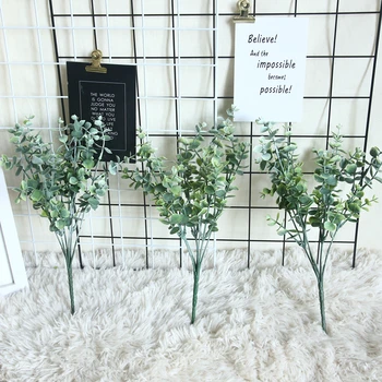 Plastični Eucalyptus veje Umetnih Cvet arrangment umetno listje poročno dekoracijo doma, zeleno listje ponaredek rastlin