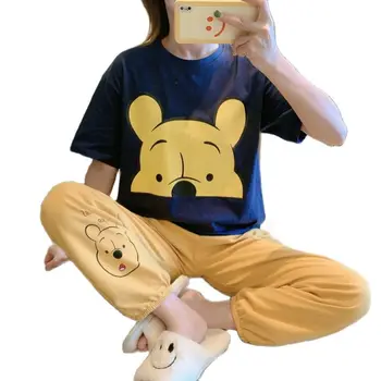 Disney Anime Winnie the Pooh Plus Velikost Poletje Pyama Ženska Nastavite Mickey Mouse Dumbo Kawaii Srčkan Določa Ženska Obleke Pyjama Komplet