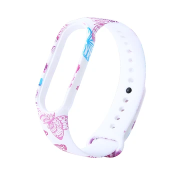 Cvetlični Cvetlični Silikonski Watchbands Za Xiaomi Mi Pasu 5 Pametno Gledati Zapestnica Moda Natisnjeni Risanka Trak Zamenjava Pasu Trak