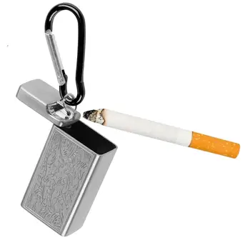 Zunanji Mini Prenosni Cigarete Pepelnik z Keychain Žep Kajenje Bliskavice Pladenj s Pokrovom Ključnih Verige Carabiner za Potovanje