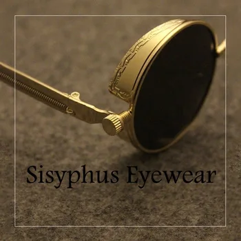 Klasična Gothic Steampunk sončna Očala Luksuzne blagovne Znamke Oblikovalec Visoko Kakovostnih Moških in Žensk Retro Krog Kovinski Okvir za Očala UV400