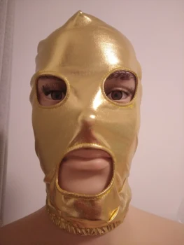 Odraslih unisex Zentai Kostume Stranka Pribor Halloween zlato Maske Cosplay Kostume Bleščeče Kovinsko Masko odpri oči, usta