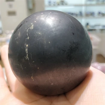 Naravni Schungite Quartz Crystal Področju Mineralnih Rud Žogo Ornament Dobre Energije Gemstone Black Okrasite Kamni Amulet Feng Shui