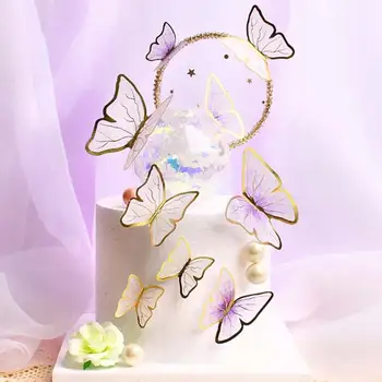 Happy Birthday Cake Pokrivalo Ins Metulj Poroko Roza Rojstni Namizna dekoracija za Baby tuš Pecilni dobave