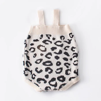 2019 Baby Girl Obleke Jeseni Leopard Pletene Otroška Oblačila Newborn Baby Dekle Romper Bombaž Otroška Jopico Pulover Romper Jumpsuit