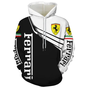 Pomlad Jesen Moških 3D Print Logo Ferrari Modni pulover s kapuco Moški Ženske Hoody Unisex Majica Puloverju Prostem Tek bo Ustrezala