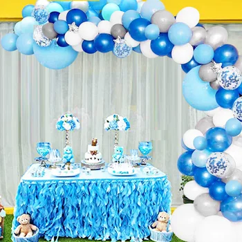 142Pcs Srebrno Belo Modre Balone Garland Arch Komplet za Poroko, Rojstni dan Baby Tuš Okraševanje prazničnega Ozadje DIY