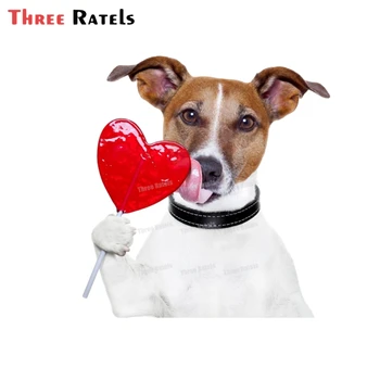 Tri Ratels A94 Smešno 3D Jack Russell Terier Pes Z Ljubeznijo, motorno kolo, Kolo Nalepke Kuža, Nalepke, Laptop