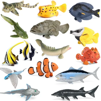 Novo Ocean Morje Življenja Simulacije Živali Model Jesetra Iverka Tuna Grouper Tropske Ribe, Ki Se Akcije Toy Številke Otroci Izobraževalne Igrače