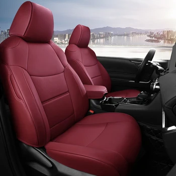 Po meri Luksuzni design Styling Avtomobilskih Sedežnih prevlek Za Toyota rav4 2020 2021 XA50 z Nepremočljiva Usnja Fit Celoten Sklop (kava)