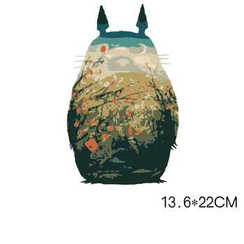 Risanka Totoro Cvet Obliž Železa o Prenosu Obliži za Oblačila DIY T-shirt Aplicirano Prenos Toplote Vinyl Nalepke Termični Pritisnite