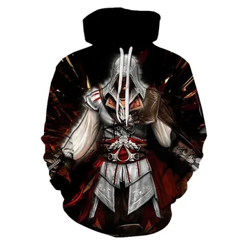 Assassin ' s Creed Anime Hoodie Hoodies Moški Majica Salon Nositi Modni Demon Slayer 3D Ulične Moških Oblačil