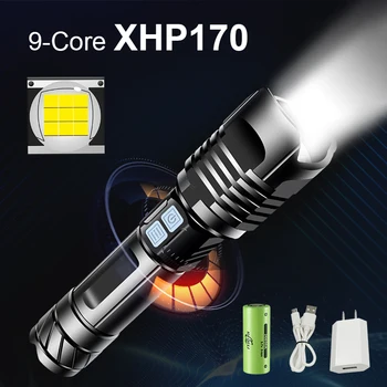 NOVO XHP170 Najbolj Močna Led Svetilka baterijska Svetilka Xhp90 Usb Taktično Svetilke Polnilna Ročna Svetilka XHP70 High Power Led Luč