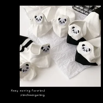 Srčkan Panda Design Smešno Nogavice Ženske, Korejska Akademija Slog Vezenje Sox Hipster Chaussette Femme Jacquardske Skarpety Gleženj Sokken