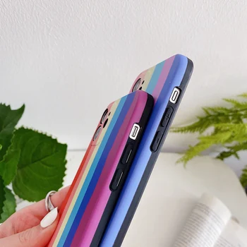 Mavrične Barve Proge Primeru Telefon za iPhone 11 12 Pro Max XR Xs X 7 8 Plus SE 2020 Silikonsko Zaščito Odbijača Mehko Lupine Nazaj Pokrov