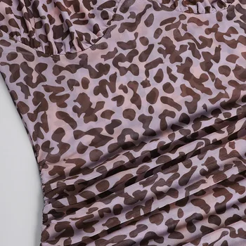 2021 Poletje Nove Seksi Leopard Natisniti Eno-Ramo Povoj Moda Obleko Žensk brez Rokavov Votlih Bodycon Mini Klub Večer Stranka