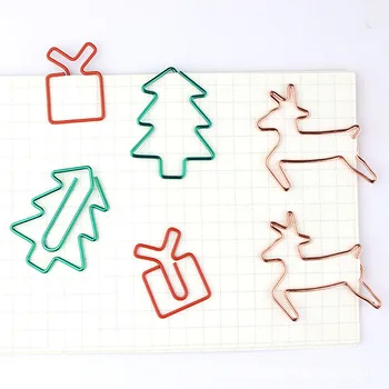 Kawaii 10pcs/veliko Drevo Darilo Elk Kovinsko Sponko za Papir Božično Pesem Dekorativni Zaznamek Veziva Posnetke Tiskovine