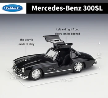 WELLY Diecast Avto 1:36 Simulator Klasičnih Mercedes-Benz 300SL Model Avtomobila Potegnite Nazaj, Avto Kovinske Zlitine Igrača Avto Za Otrok Darilo Zbirka