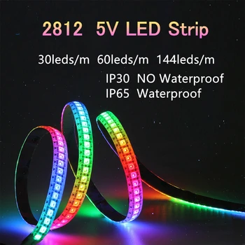 WS2812B LED Trak Svetlobe 30led 60led 144led Posamično Prostor z RF IP30 IP65 1m 2m 3m 4m 5m WS2812 IC LED RGB Trak 5