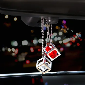 Avto Avto Ustvarjalne rubikova Kocka Kristalno Okraski Ženske Notranja Oprema Rearview Mirror Obesek Crystal Obesek Ornament