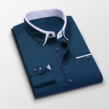 2021 Pomlad Jesen poslovno obleko Rokavi Moški Bombaž Moški Priložnostne Long Sleeve Majica Visoke Kakovosti Človek Oblačila Vrhovi Plus velikost S-5XL