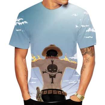 Smešno En Kos T Shirt Japonske Anime Rokavi Moški T-shirt Jezen Luffy Tiskane 3D Tshirt Hip Hop Kratek Rokav Vrhovi Prevelik T srajce