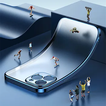 Luksuzni Kvadratni Okvir Plating Jasno Primeru Telefon Za iPhone 12 11 Pro Mini Max X XR XS 7 8 Plus SE 2020 Prozoren Silikonski Pokrov