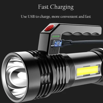 Super Svetla Prenosni Prenosni Iskalnim USB Polnilne Močno Svetlobo P500 + COB LED Lučka Stranska Svetloba Zunanji Luč Žaromet