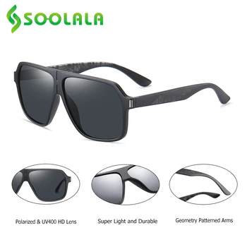 SOOLALA 2021 TR90 Prevelik Kvadratnih Polarizirana sončna Očala Moških TAC Objektiv Retro Vintage UV400 Moški Oblikovalec blagovne Znamke sončna Očala Očala