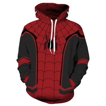 3D Tiskanih Železa Spider Kostum Hoodies Moških Superheroj Človek Hooded Cosplay Sweatshirts Priložnostne Vrhovi Šport