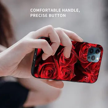 Silikonsko Ohišje za iPhone 11 Pro Max 12 Mini 7 Plus 8 XR X XS Telefon Funda Kritje SE 2020 6 6S 5S 5 Lupine Rdeče Rose Cvet Coque Sac