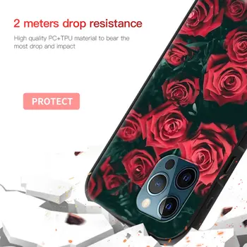 Silikonsko Ohišje za iPhone 11 Pro Max 12 Mini 7 Plus 8 XR X XS Telefon Funda Kritje SE 2020 6 6S 5S 5 Lupine Rdeče Rose Cvet Coque Sac