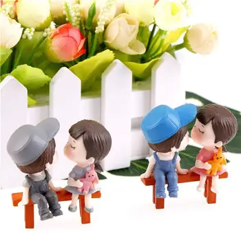 3pcs/Set Ustvarjalne Miniaturni Okraski Fant Dekle Kitara Dragi Ljubitelji Nekaj Figurice Obrti Pravljice Smolo Lutke Poročni Dodatki