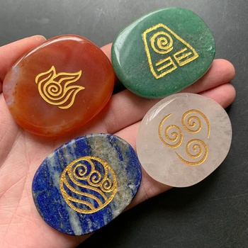 Naravni Palmstone Fengshui Element Simboli Meditacija Aventurine Lapis Carnelian Reiki Healing Amulet Kamen Zrak, Voda, Ogenj, Zemlja