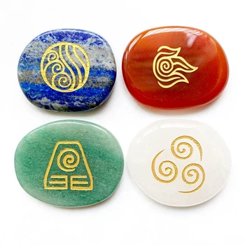 Naravni Palmstone Fengshui Element Simboli Meditacija Aventurine Lapis Carnelian Reiki Healing Amulet Kamen Zrak, Voda, Ogenj, Zemlja