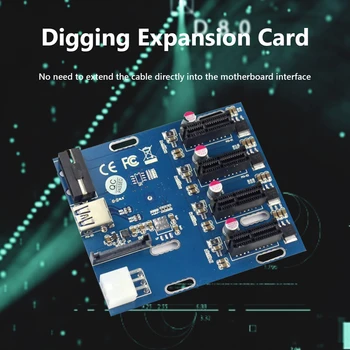 PCIe 1x na 4 Vrata, PCI-E 1x Adapter Pretvornik PCI Express Riser Card za BTC ETH LTC Cryptocurrency Rudarstvo Dodatki